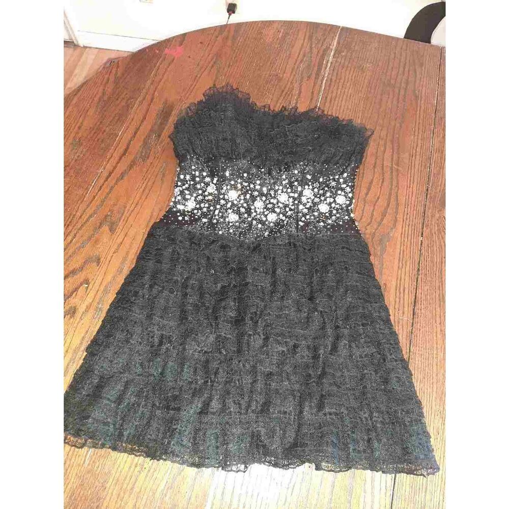 Sz 4 Terani Couture Black Mini Special Occasion Dress Party Wedding Cruise